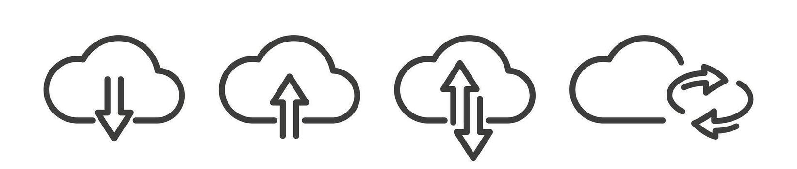 Cloud download and upload icon. Clouds with arrow. Download symbol. vector