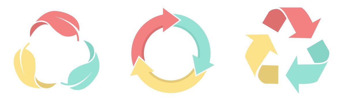 Set of recycle icons. Reusing icons. Recycling icon collection. Reuse. vector