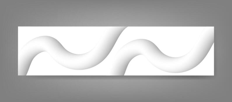 3d Minimal White Wavy Abstract Horizontal Banner Background Design vector