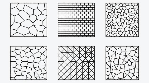 Collection of abstract geometric patterns in black and white style design vector