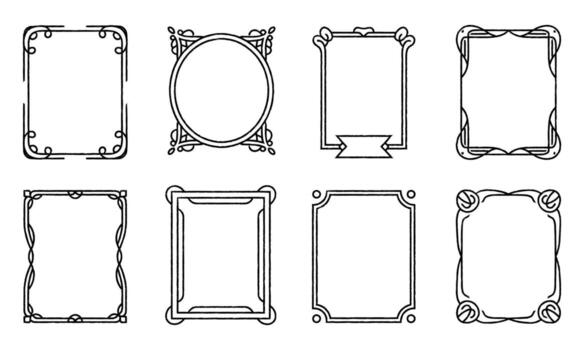 elegante decorativo marco fronteras conjunto para gráfico diseño y diseños vector