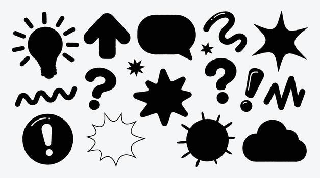 Set of graphic elements cartoon style with question and exclamation marks vector