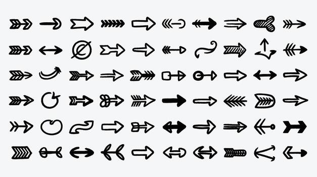 Diverse Hand Drawn Arrow Collection for Design and Navigation Elements vector