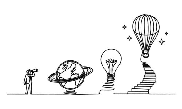 continuo línea dibujo de negocio visión y innovador concepto vector