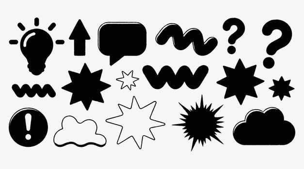 Collection of Black and White Doodle Elements for Design Projects vector