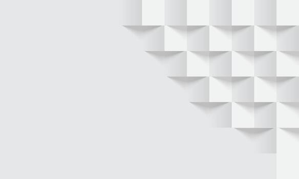 Minimal 3D Geometric Background. Abstract White and Gray Square Pattern with Soft Shadows vector