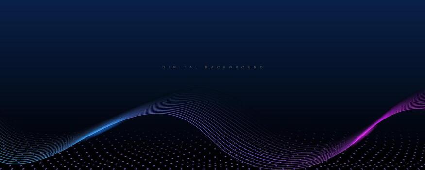 Abstract digital background design with dynamic wavy lines and intricate dots vector