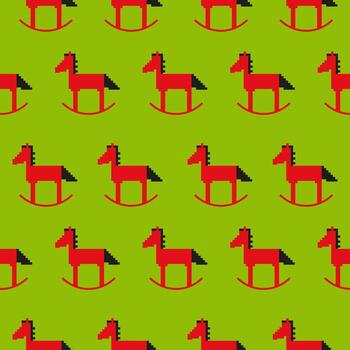 sin costura modelo con rojo caballos. año de el rojo fuego caballo. píxel Arte estampado ideal para envase papel, cuaderno cubrir, tela, impresión. vector