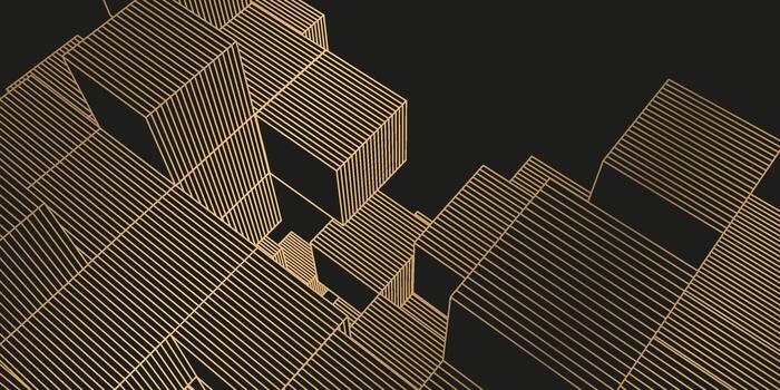 Abstract black background from cubes and lines. Linear geometric drawing. vector