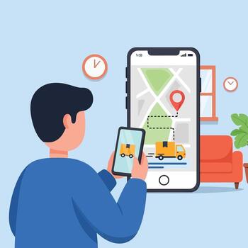 Track your delivery with ease using our smart app's live location feature vector