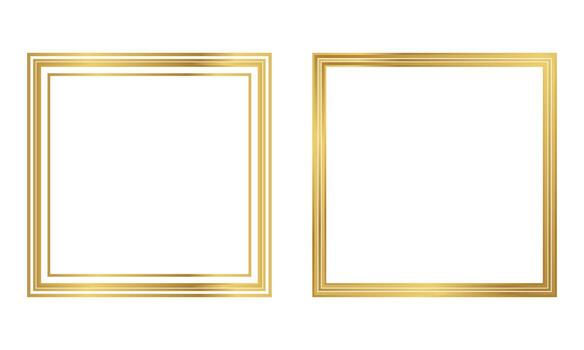 Set of Elegant Thin Golden Square Frames for Certificates and Luxury Invitations vector