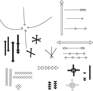 conjunto de sencillo negro flechas y puntos en blanco antecedentes vector