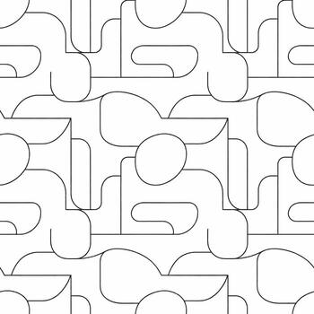 resumen lineal sin costura modelo con redondeado geométrico formas, un minimalista negro y blanco embaldosado antecedentes ilustración vector