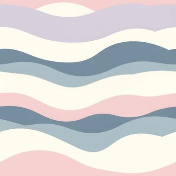 Abstract seamless tiled pattern featuring gentle flowing waves in pastel pink, blue, and lavender hues, a modern repeatable background vector