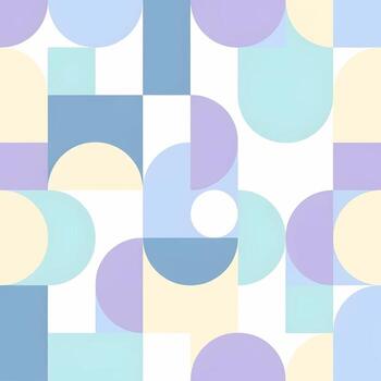 Seamless tiled geometric pattern with overlapping abstract circles and rectangles in a soft pastel color palette, a modern repeatable background vector