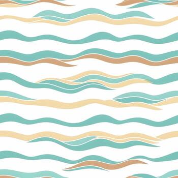 Seamless Tiled Pattern Abstract Waves in Blue, Beige, and Brown - Repeating Design vector