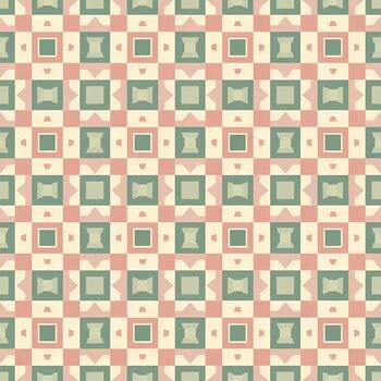 sin costura geométrico modelo con resumen cuadrado motivos en un repitiendo red. suave pastel colores beige, Rosa rosa, y apagado verde. ideal para contemporáneo antecedentes o tela diseño vector