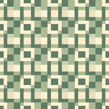 resumen geométrico sin costura modelo con un retro pixelado diseño, presentando un cuadrícula de cuadrícula en apagado verde y beige tonos para moderno antecedentes vector