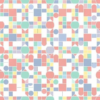 A seamless repeating pattern of geometric shapes and pastel colors, evoking a sense of playful abstraction vector