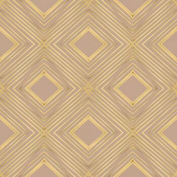Seamless geometric gold line pattern creating elegant diamond shapes on a subtle beige background, perfect for luxurious design projects and sophisticated backdrops vector