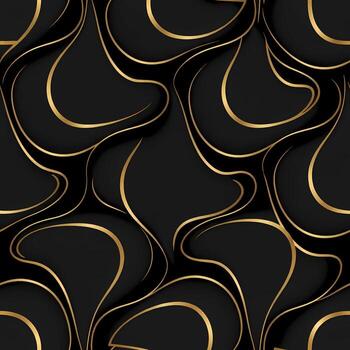 lujoso sin costura resumen modelo presentando elegante dorado líneas y fluido oscuro ola formas, ideal para opulento antecedentes y contemporáneo diseños vector