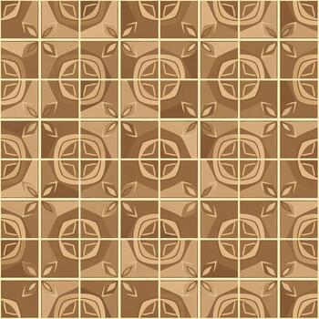 sin costura geométrico modelo de decorativo marrón losas en un resumen simétrico diseño. antecedentes para fondo de pantalla, textil, y piso vector