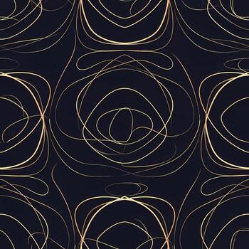 Elegant seamless abstract pattern of swirling golden lines on a dark background, creating a luxurious and modern texture vector