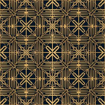 elegante geométrico modelo en oro en oscuro azul decorativo diseño para Arte y diseño proyectos vector