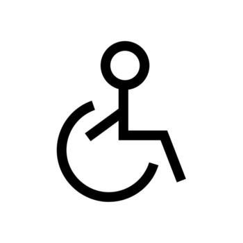 A simple line icon of a person with a cane, symbolizing disability or visual impairment. vector