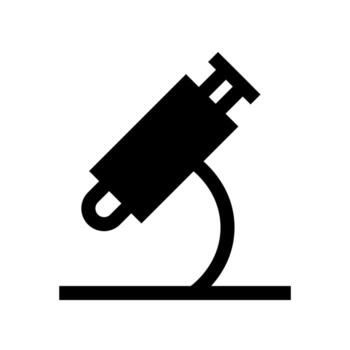 A simple filled icon of a microscope for lab analysis. vector
