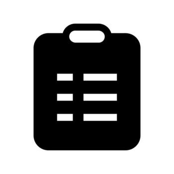 A filled graphic of a clipboard with notes, symbolizing health record data. vector