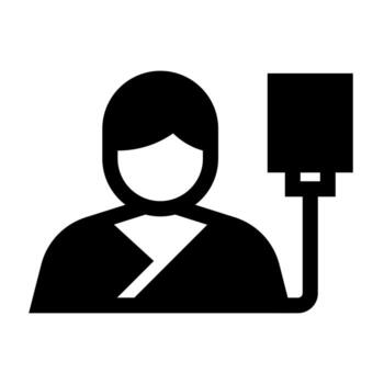 A solid icon of a generic person, representing a patient or user. vector