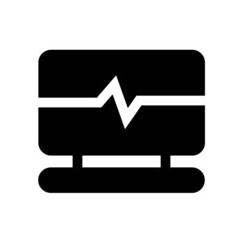A filled graphic of a heart with an ECG line, representing a heart monitor. vector
