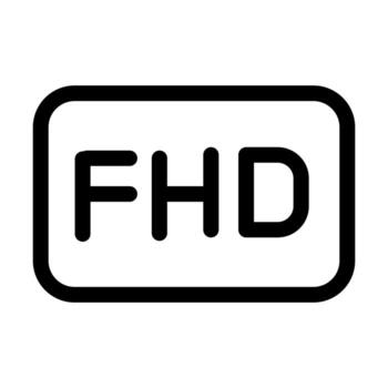 A line-style icon of the letters FHD, symbolizing Full High Definition quality. vector