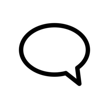 A line-style icon of a speech bubble, symbolizing communication or messaging. vector