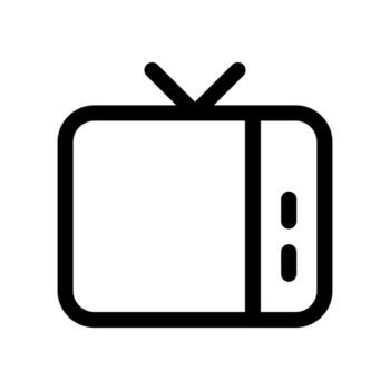 A line-style icon of a TV set, symbolizing broadcasting, , or media display. vector