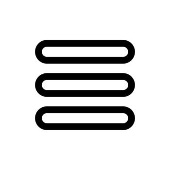 A line-style icon representing a list of media items, symbolizing playback queue or collection. vector