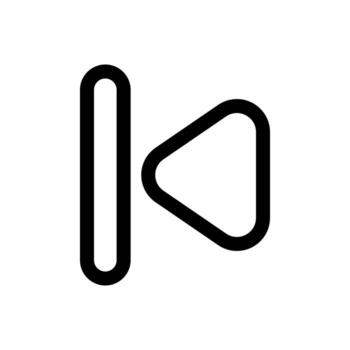 A line-style icon for moving backward in media playback. vector
