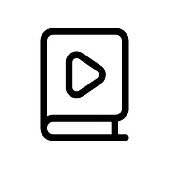 A line-style icon of a play button on a document, symbolizing media embedded in a file. vector