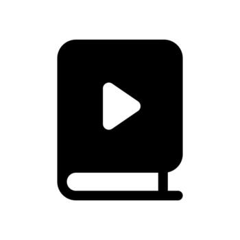 A solid-style icon of a play button on a document, symbolizing media embedded in a file. vector