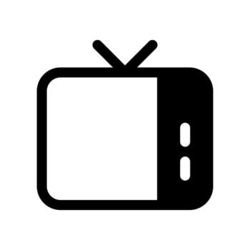 A solid-style icon of a TV set, symbolizing broadcasting, , or media display. vector
