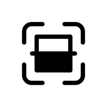 A solid-style icon of a square with lines, symbolizing scanning, focus, or code reading. vector