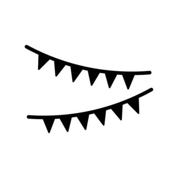 A line style icon of triangular flags or bunting, symbolizing festive decoration. vector