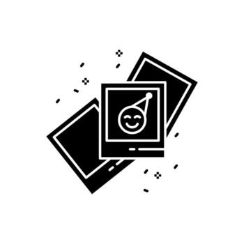 A line style icon of a stack of photos, symbolizing memories or visual content. vector