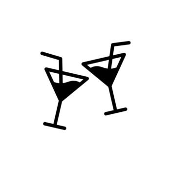 A line style icon of two alcoholic mixed drinks, symbolizing a toast or pair celebration. vector