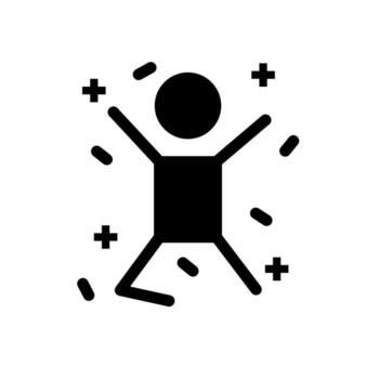 A line style icon of a figure in a dancing pose, symbolizing dancing or movement. vector