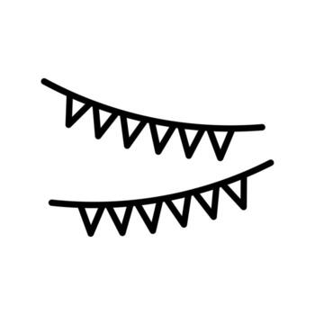 A solid style icon of triangular flags or bunting, symbolizing festive decoration. vector