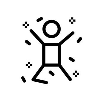 A solid style icon of a figure in a dancing pose, symbolizing dancing or movement. vector