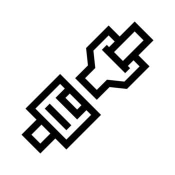 A line style icon of two connecting plugs, symbolizing electrical connection or security link. vector