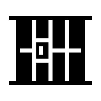 A solid style icon of bars, symbolizing prison, confinement, or restricted access. vector